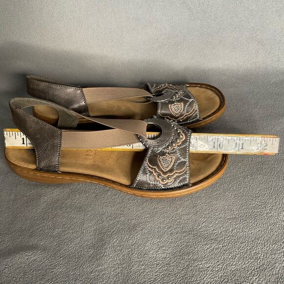 Women's Rieker Regina Sandals‎ Metal Embellishments Slip On Size 41/ US 9,5 Gray - Picture 9 of 11